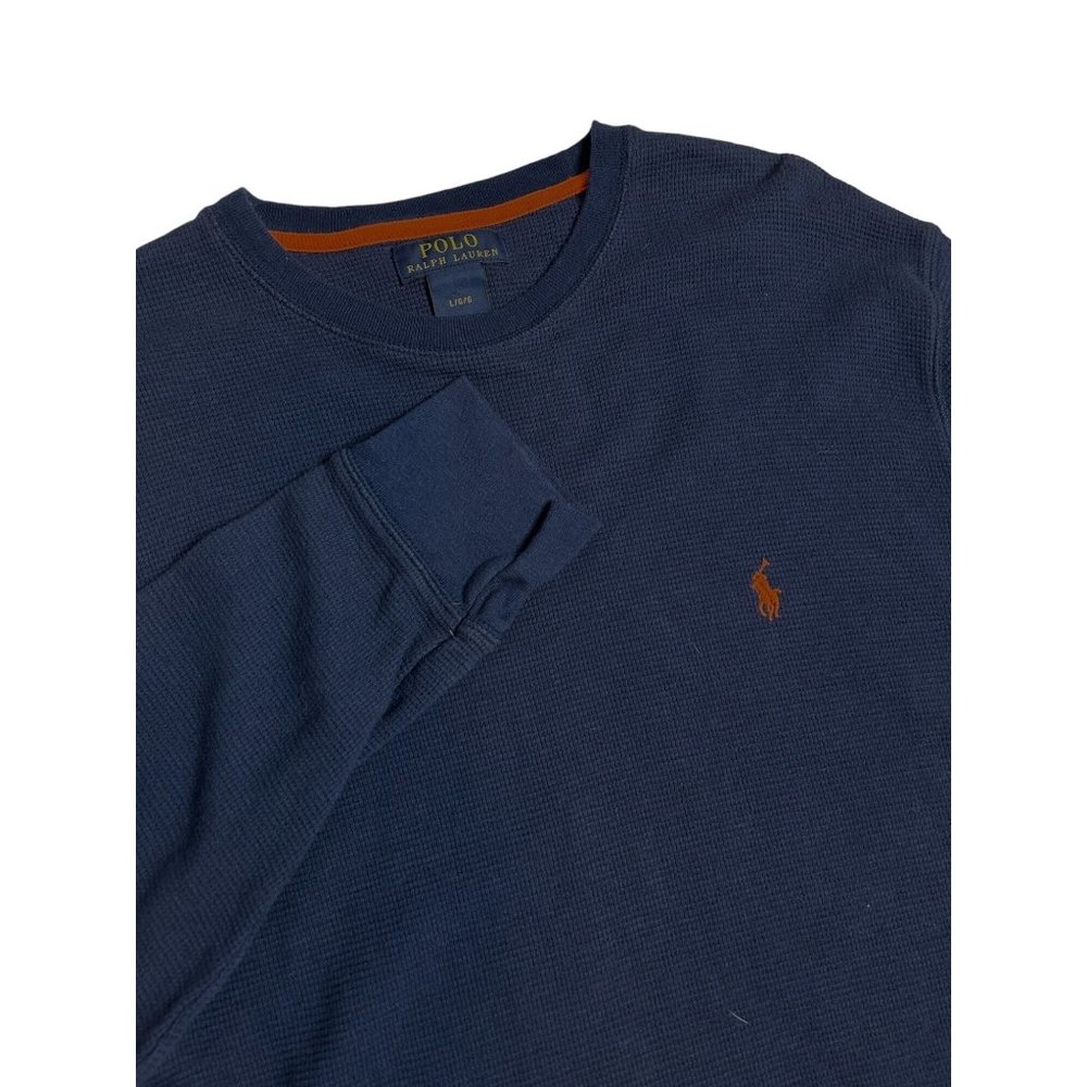 Polo Ralph Lauren‎ Mens Large Navy Blue Thermal Henley Shirt